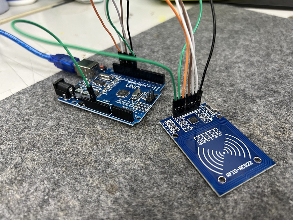 Arduino與MFRC522的連接後照片