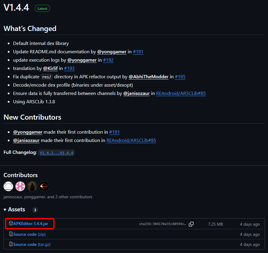 APKEditor的GitHub下載位置
